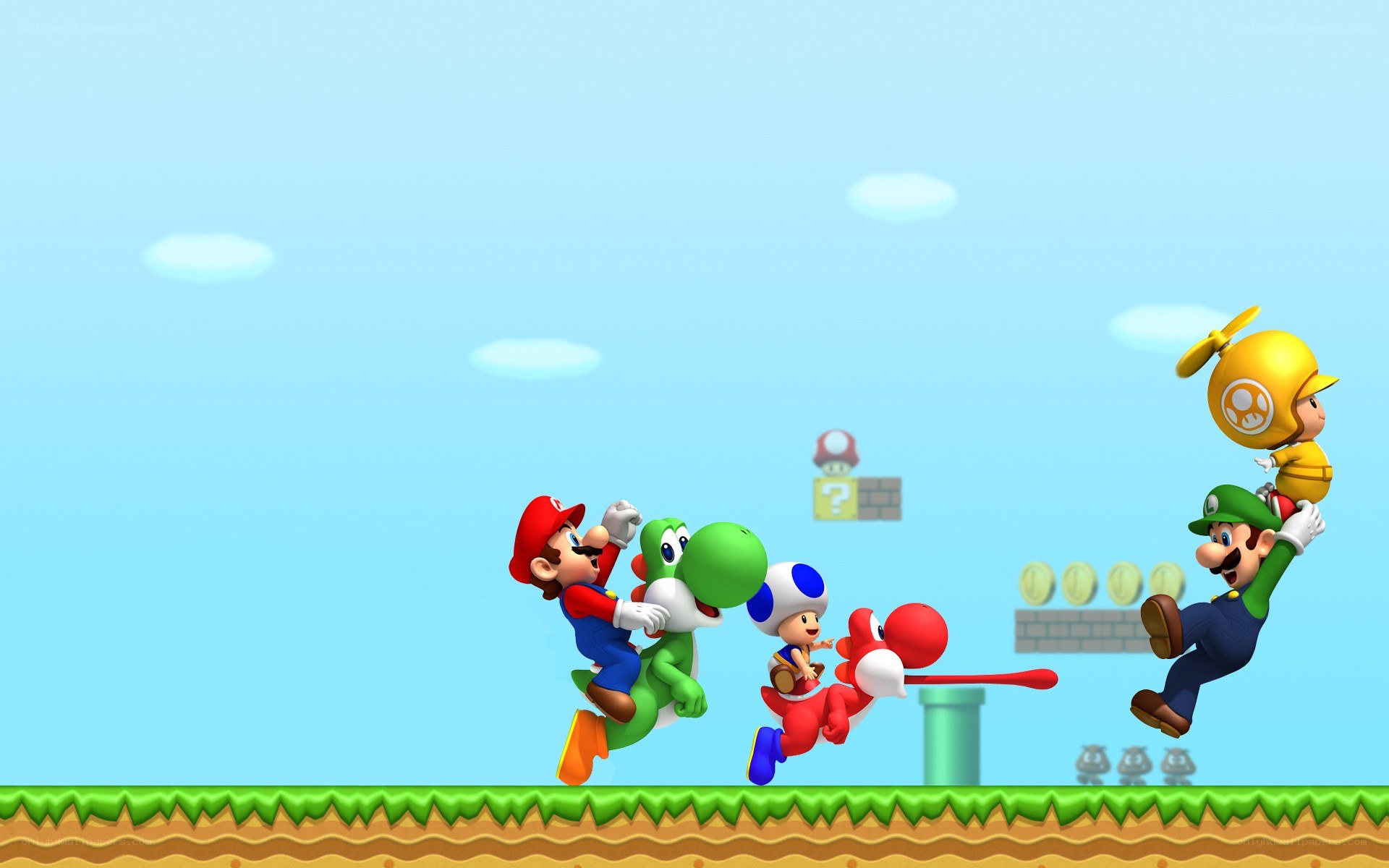Mario and friends running