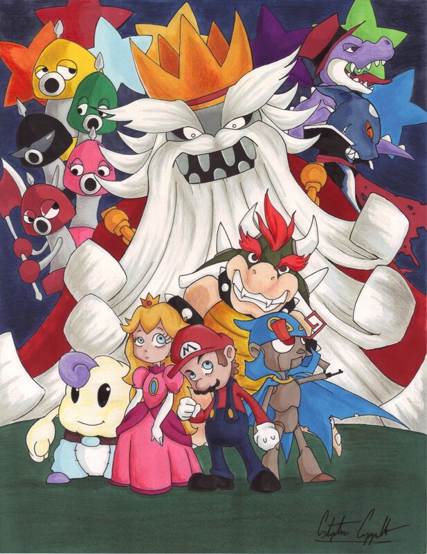 Mario and friends with Bowser