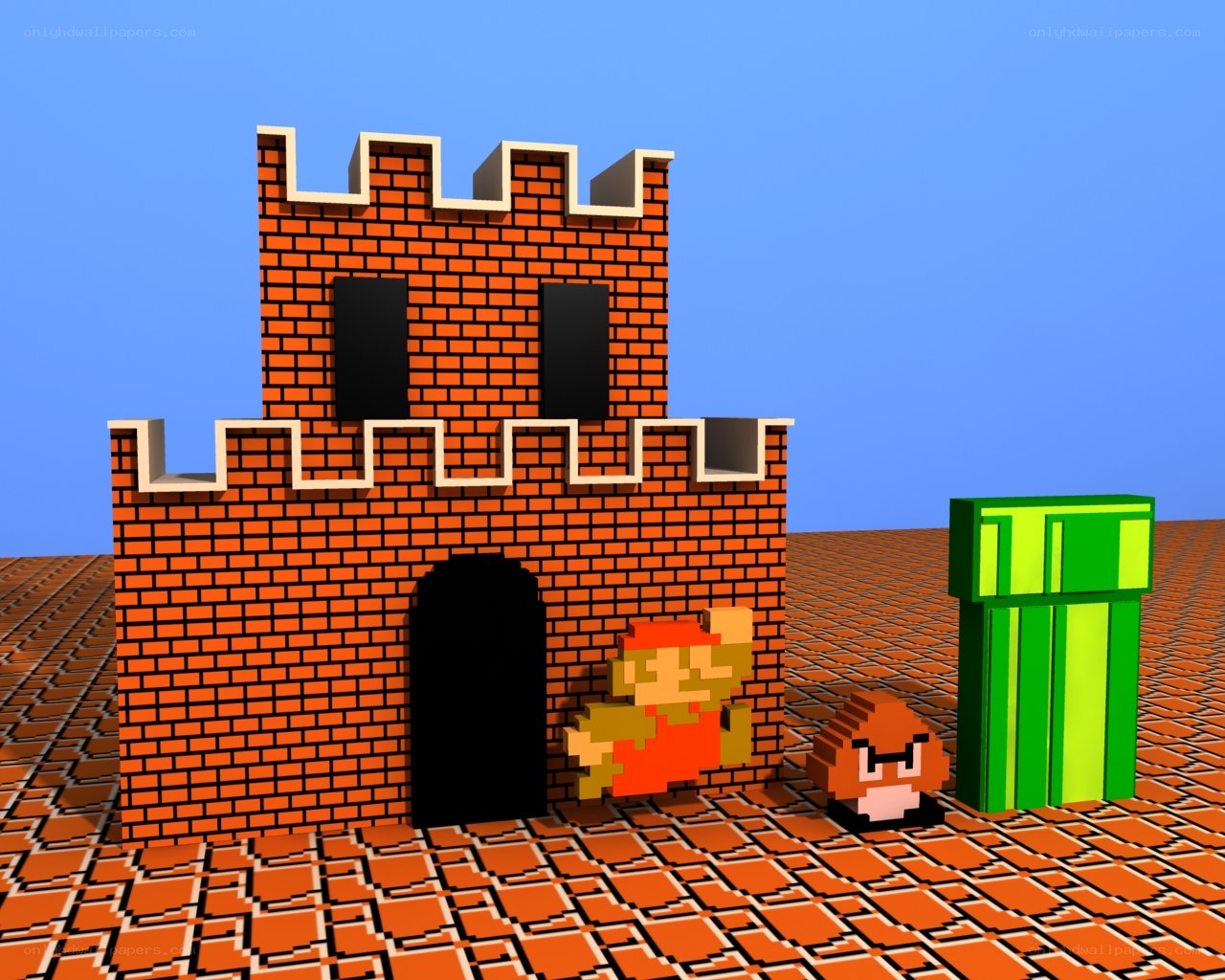 Mario and Goomba in castle