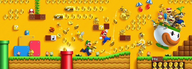 Mario and Luigi in a coin-filled level