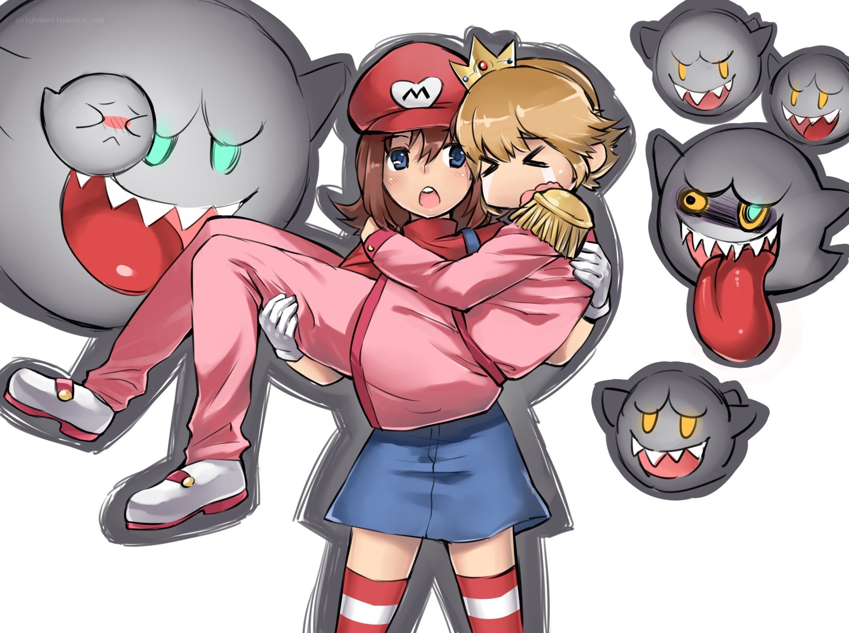 Mario and Luigi in a hug