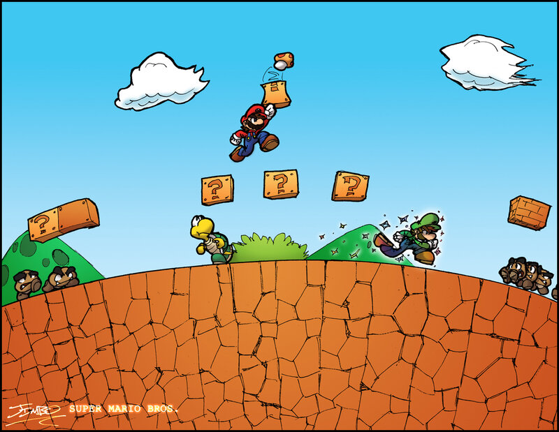 Mario and Luigi in action