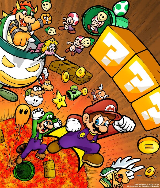 Mario and Luigi in chaotic battle