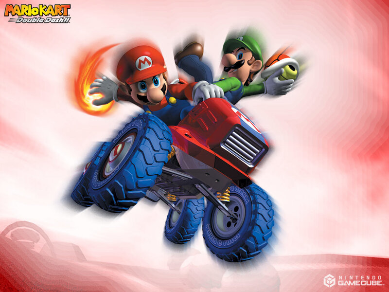 Mario and Luigi in Mario Kart