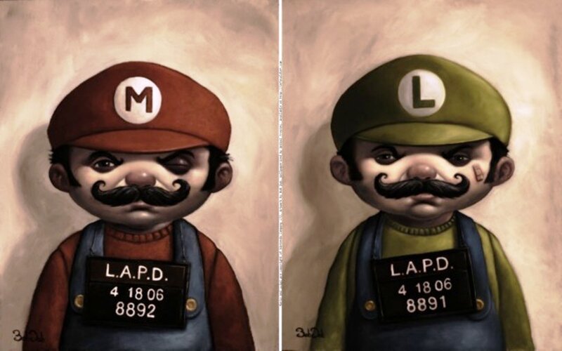 Mario and Luigi mugshots