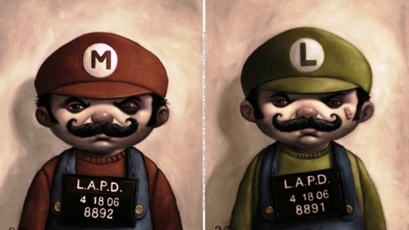 Mario and Luigi Mugshots — Brown