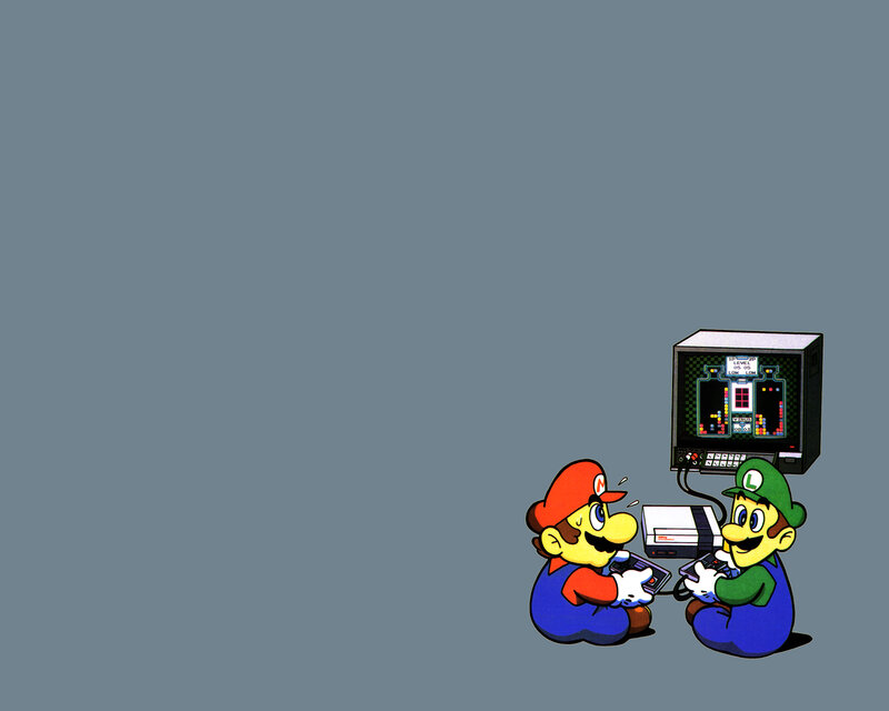 Mario and Luigi Playing Game — Blue