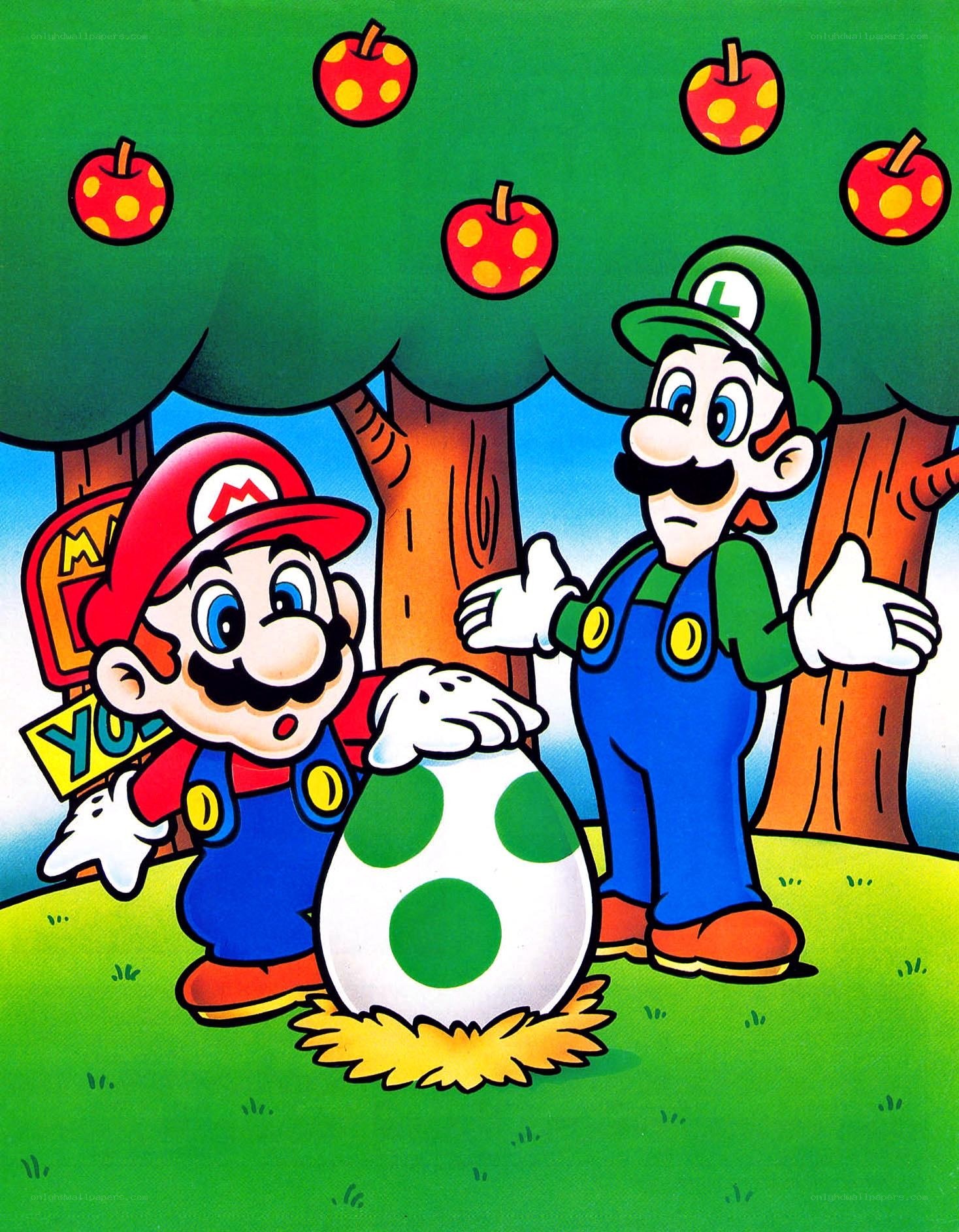 Mario and Luigi with a Yoshi egg