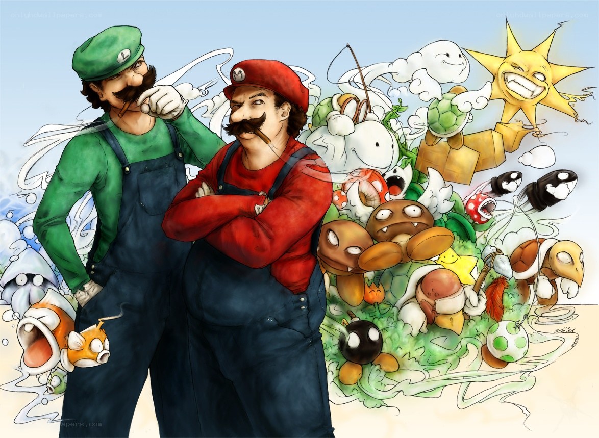 Mario and Luigi with enemies
