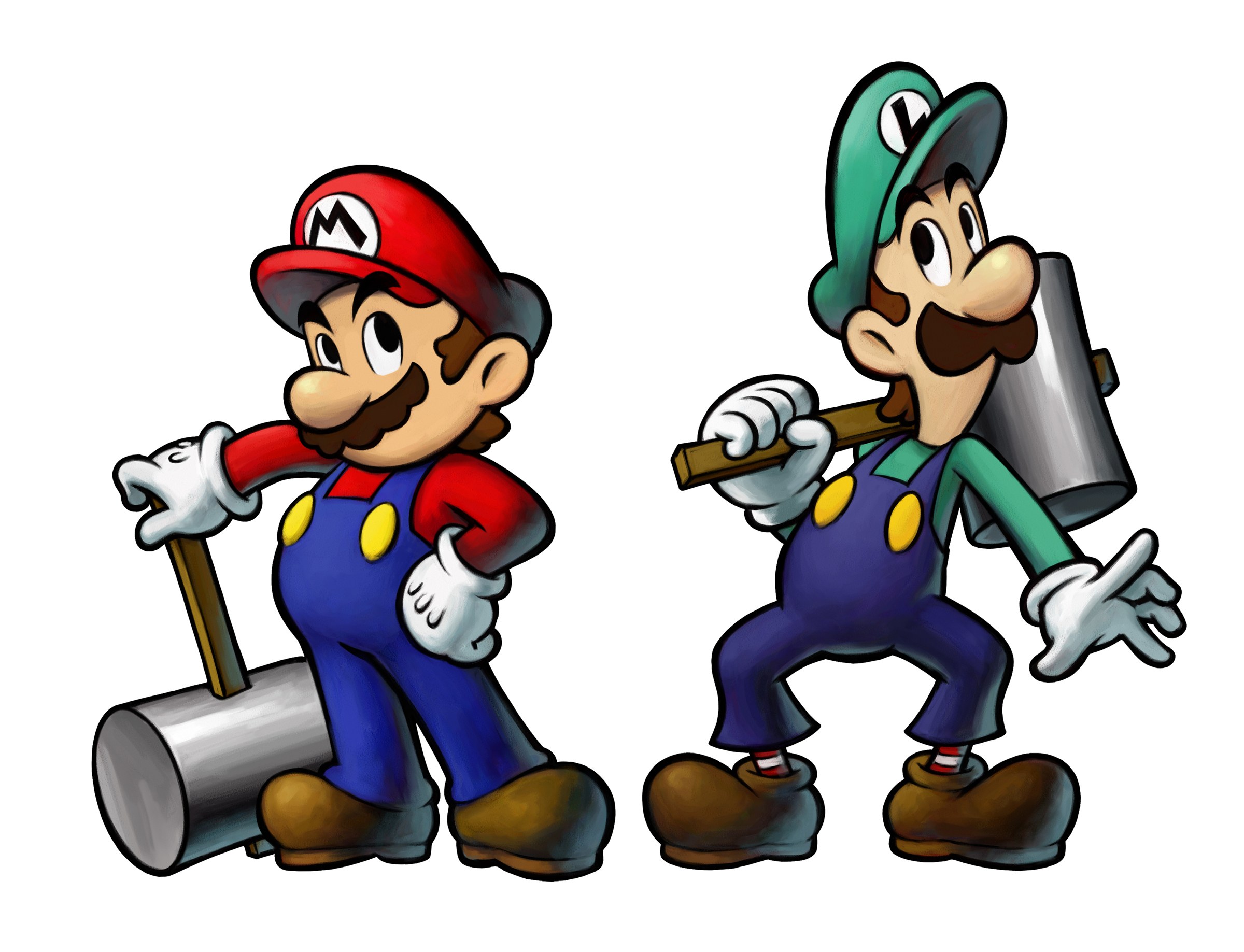 Mario and Luigi with hammers
