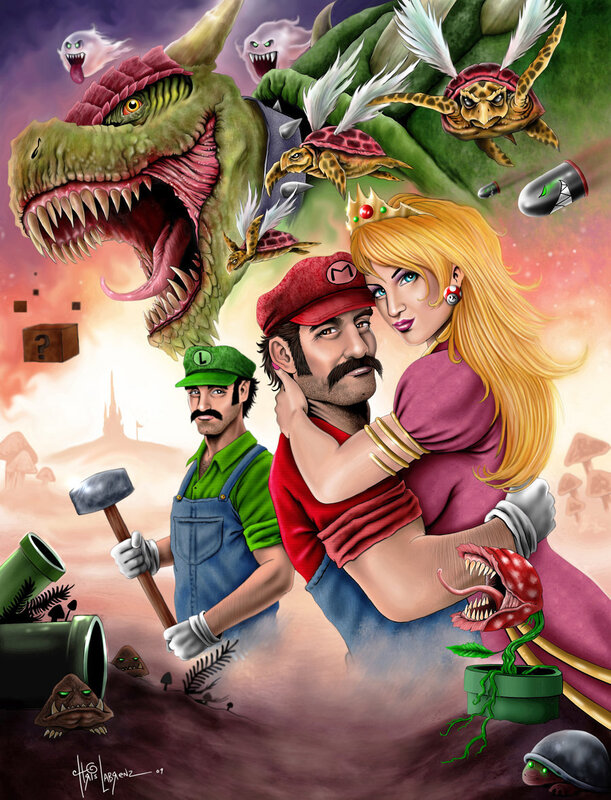 Mario and Luigi with Princess Peach