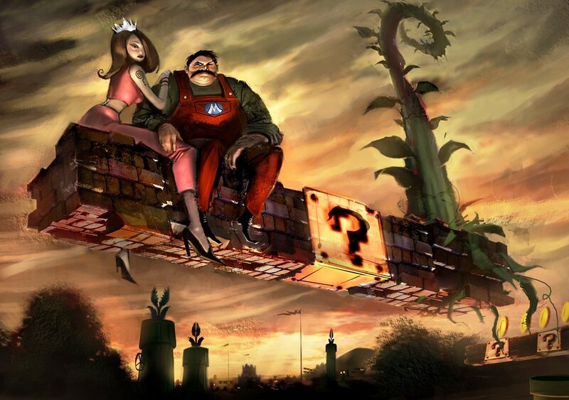 Mario and Peach on Platform