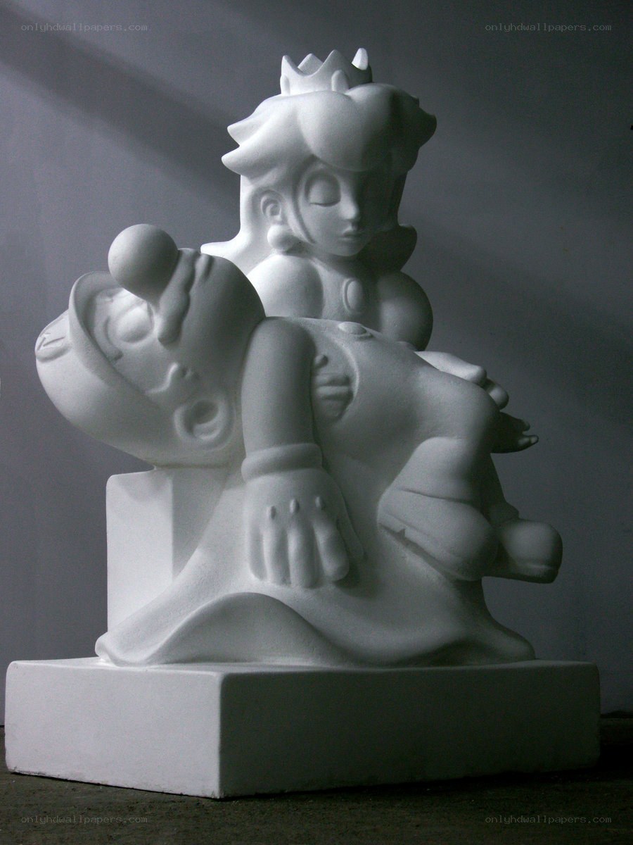 Mario and Peach sculpture