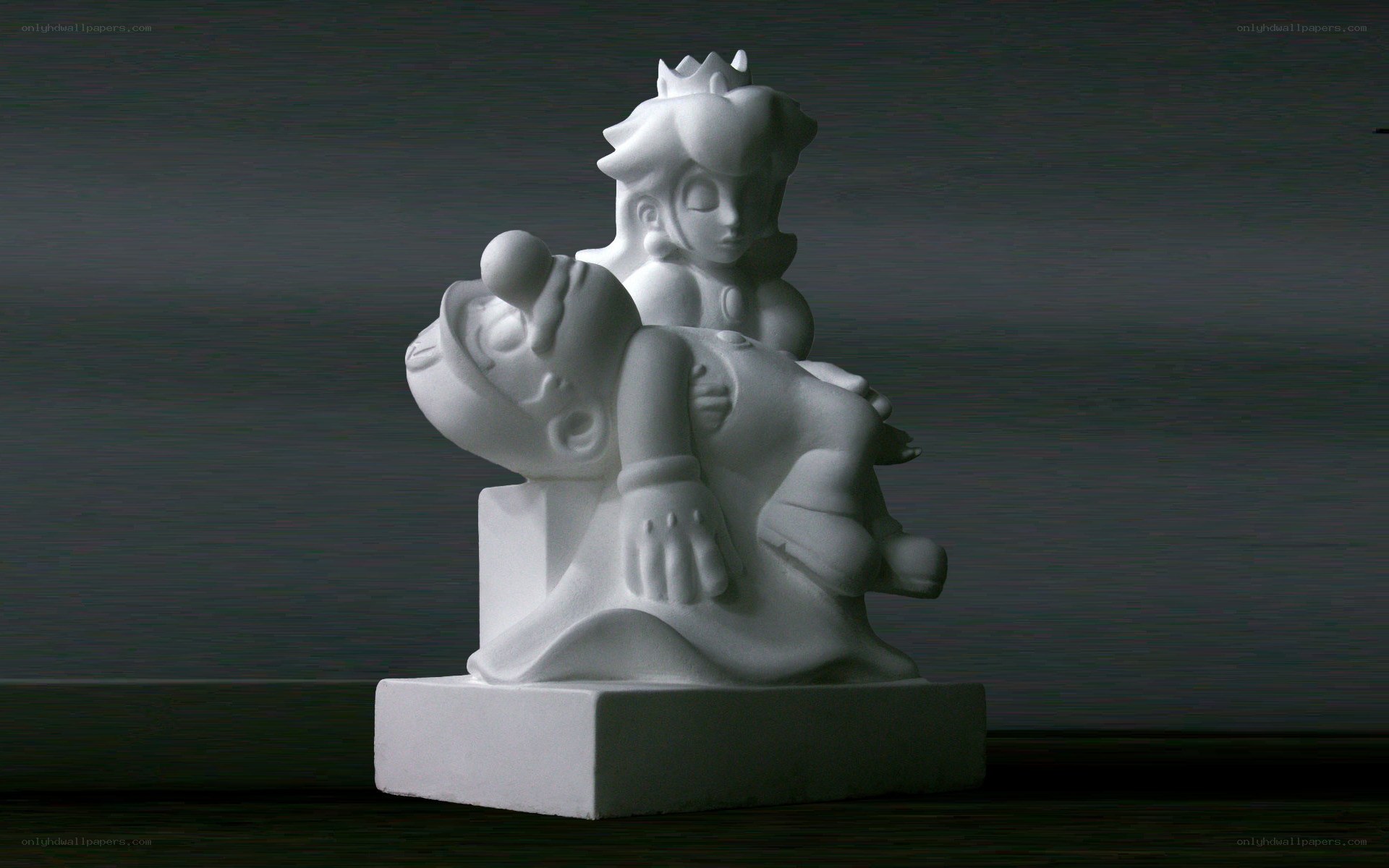 Mario and Peach sculpture