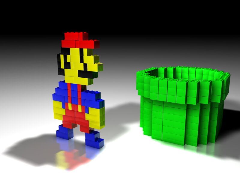Mario and pipe in LEGO style