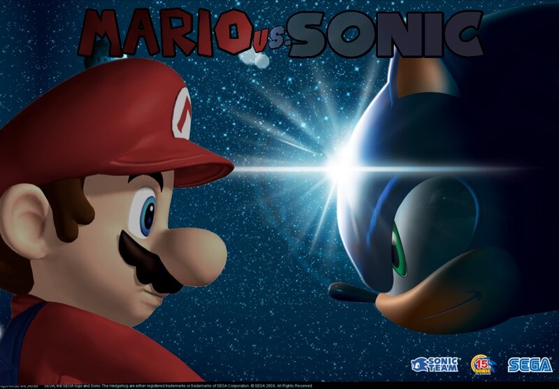 Mario and Sonic Facing Off