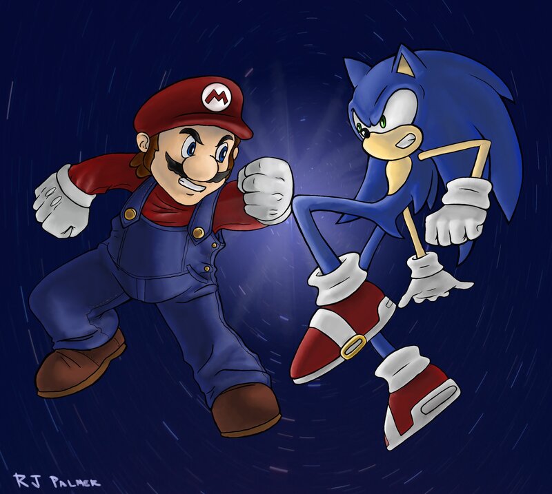 Mario and Sonic in motion