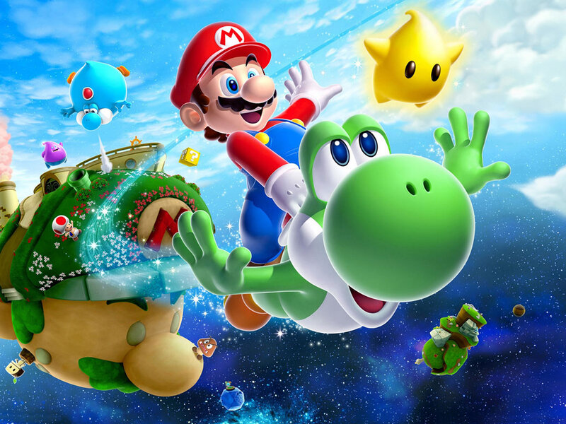 Mario and Yoshi Flying