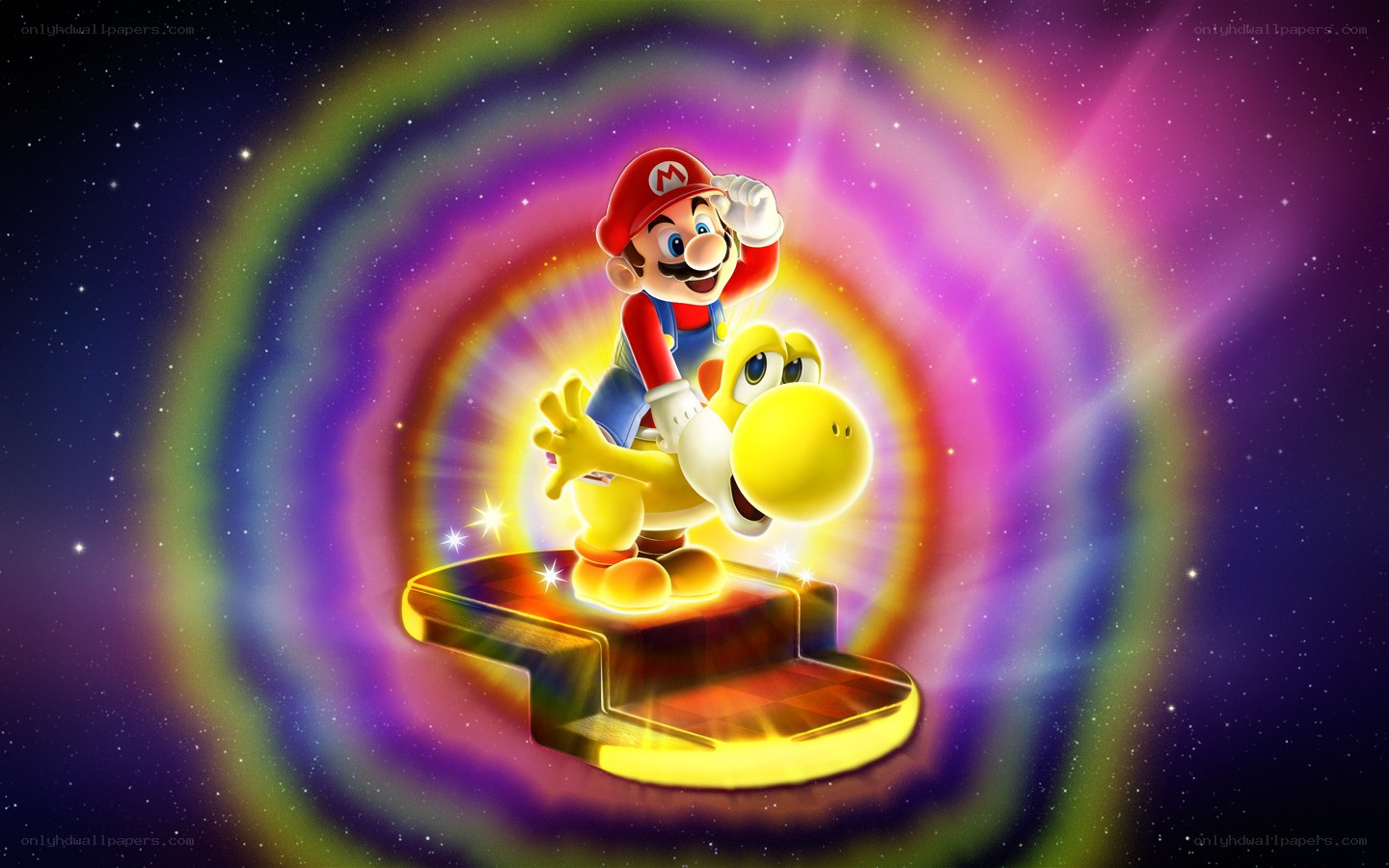 Mario and Yoshi in space