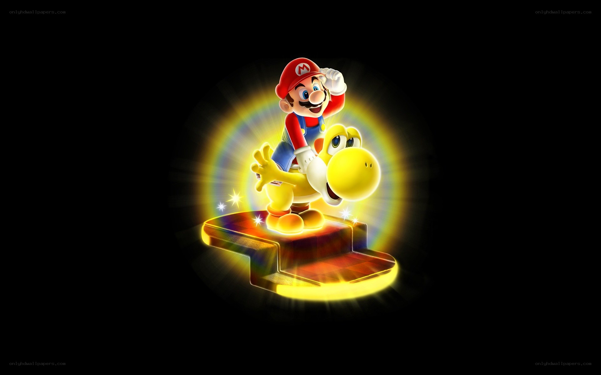 Mario and Yoshi on a trophy