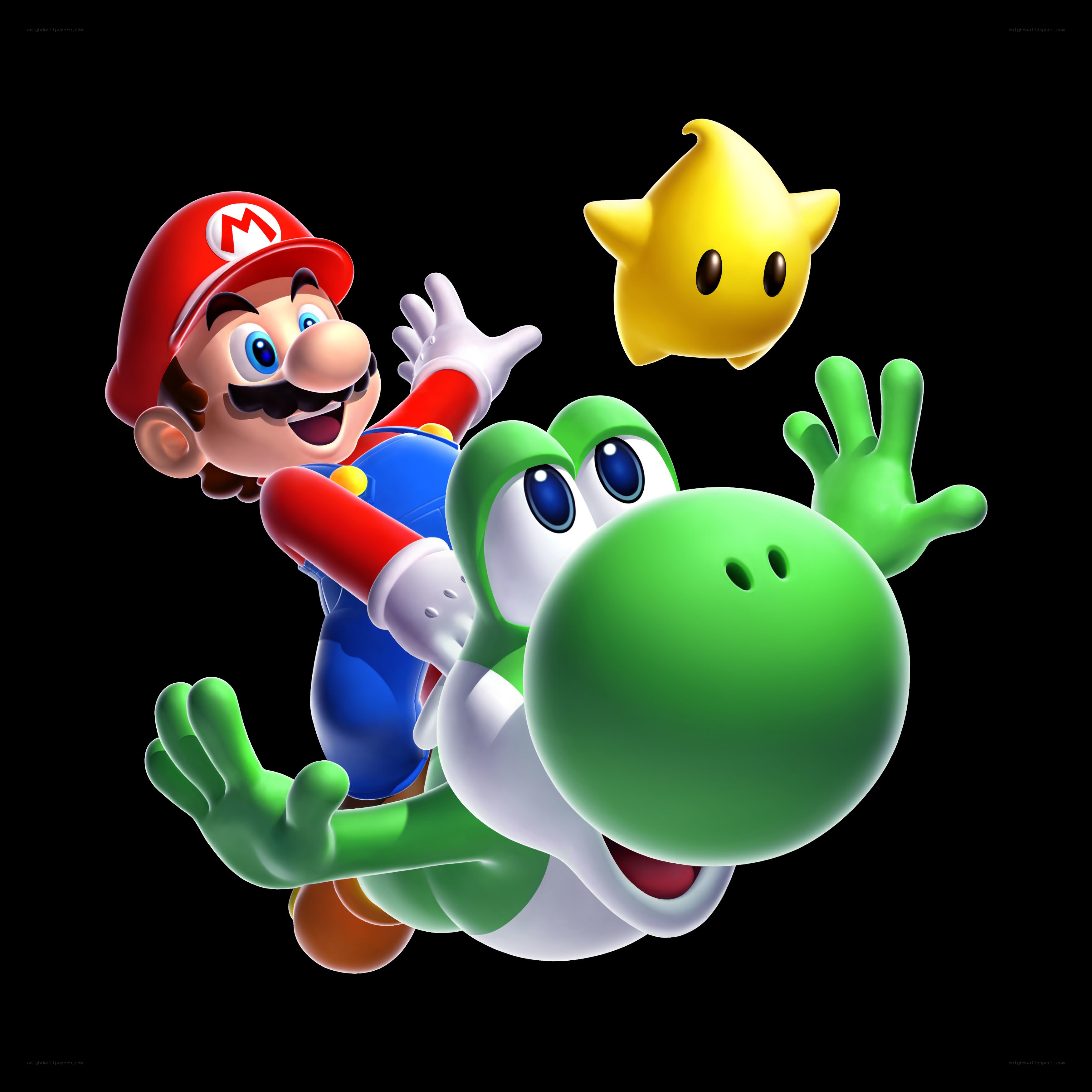 Mario and Yoshi with a star