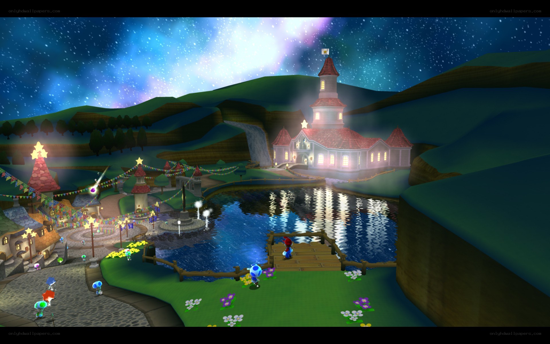 Mario at a festive village
