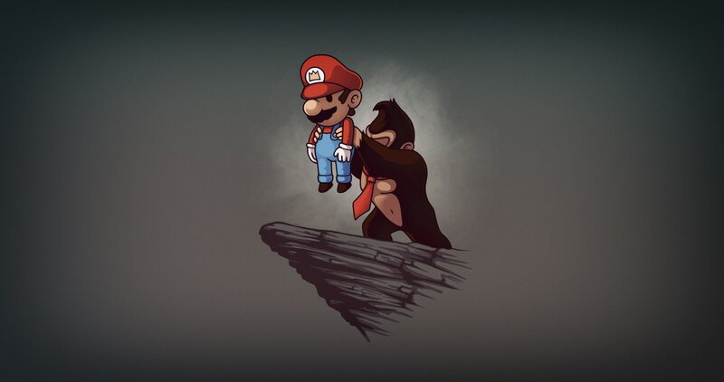 Mario Being Held by Donkey Kong