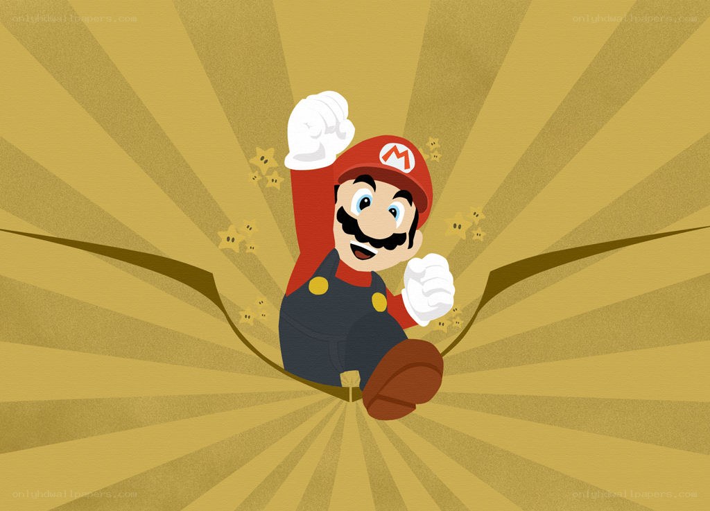 Mario bursting through background