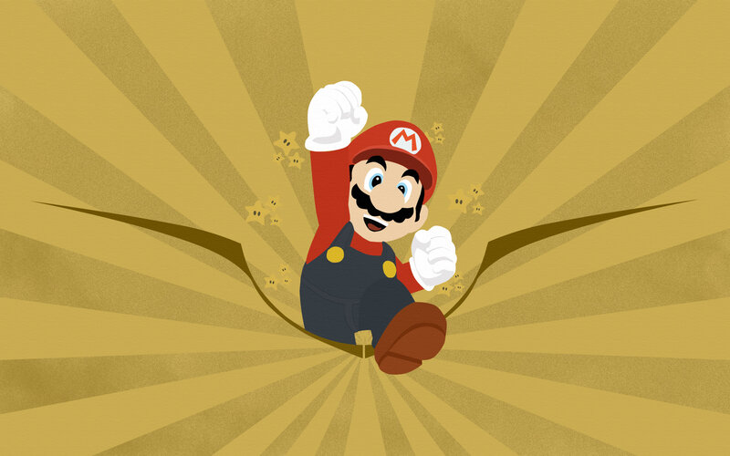 Mario bursting through wall