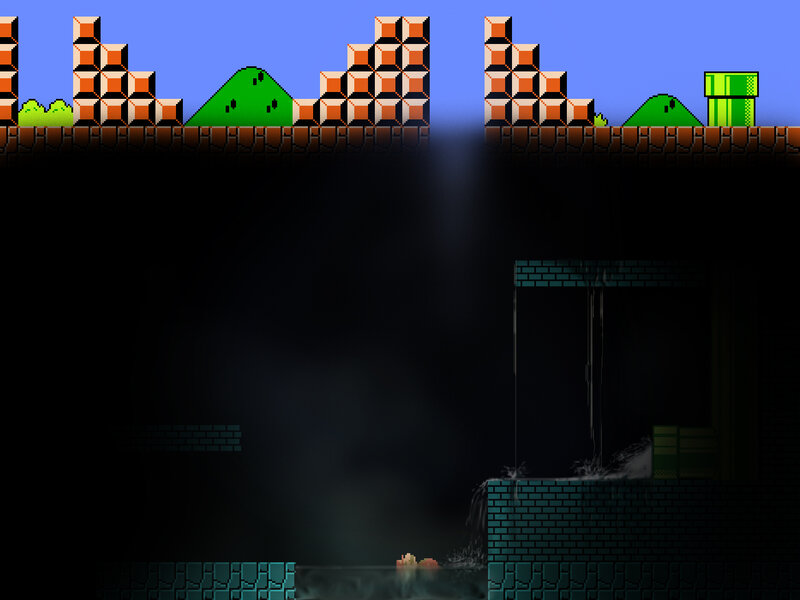 Mario Character in Game — Blue, Dramatic