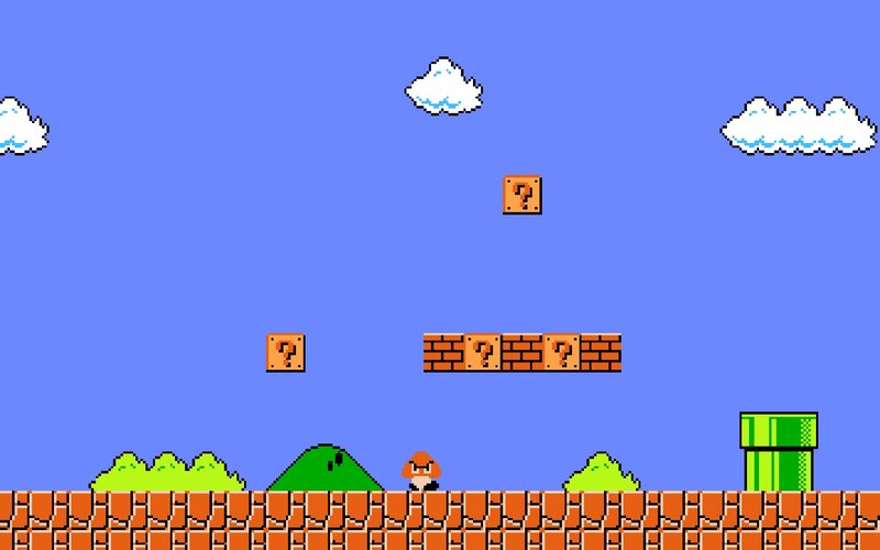 Mario Character in Game — Blue, Playful, Afternoon