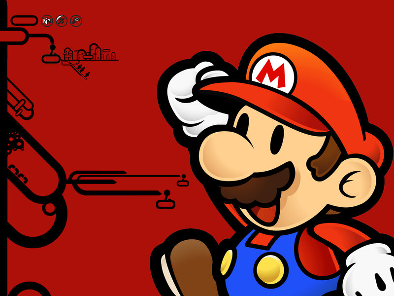 Mario Character — Red, Playful, Digital Art, Red Background