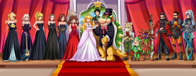 Mario characters at a wedding