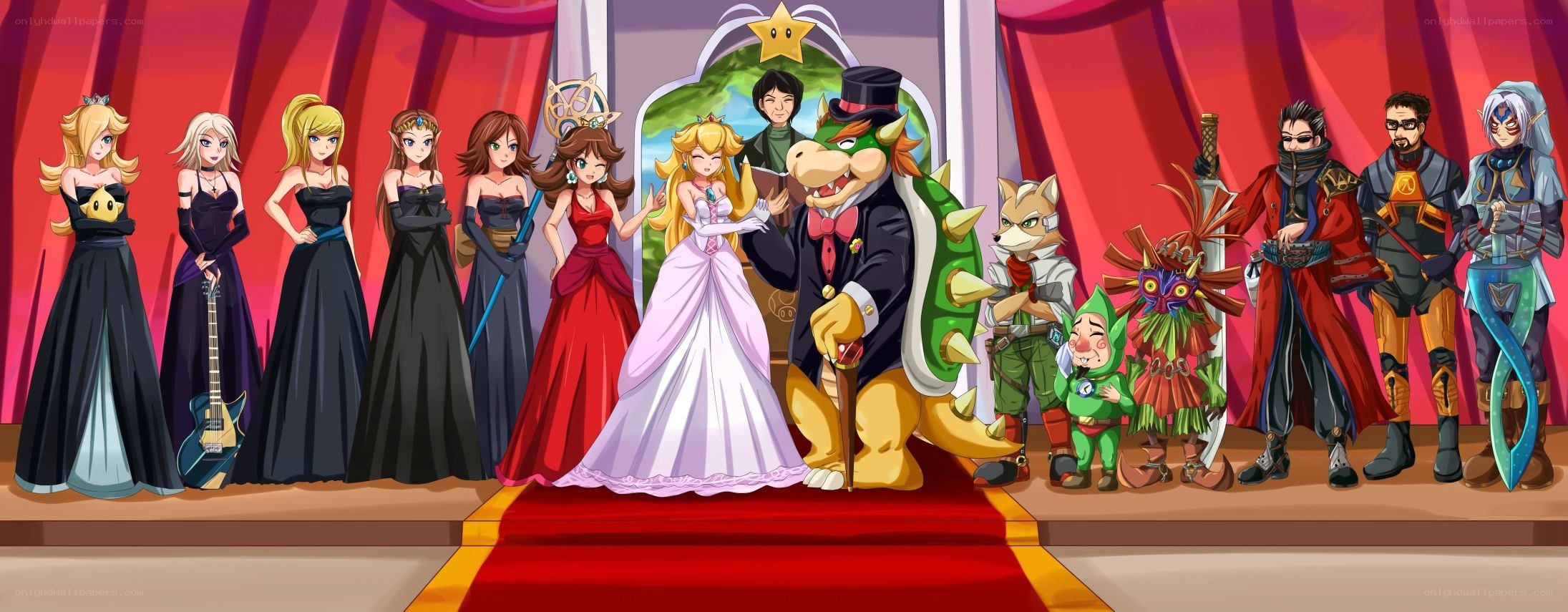 Mario characters at a wedding