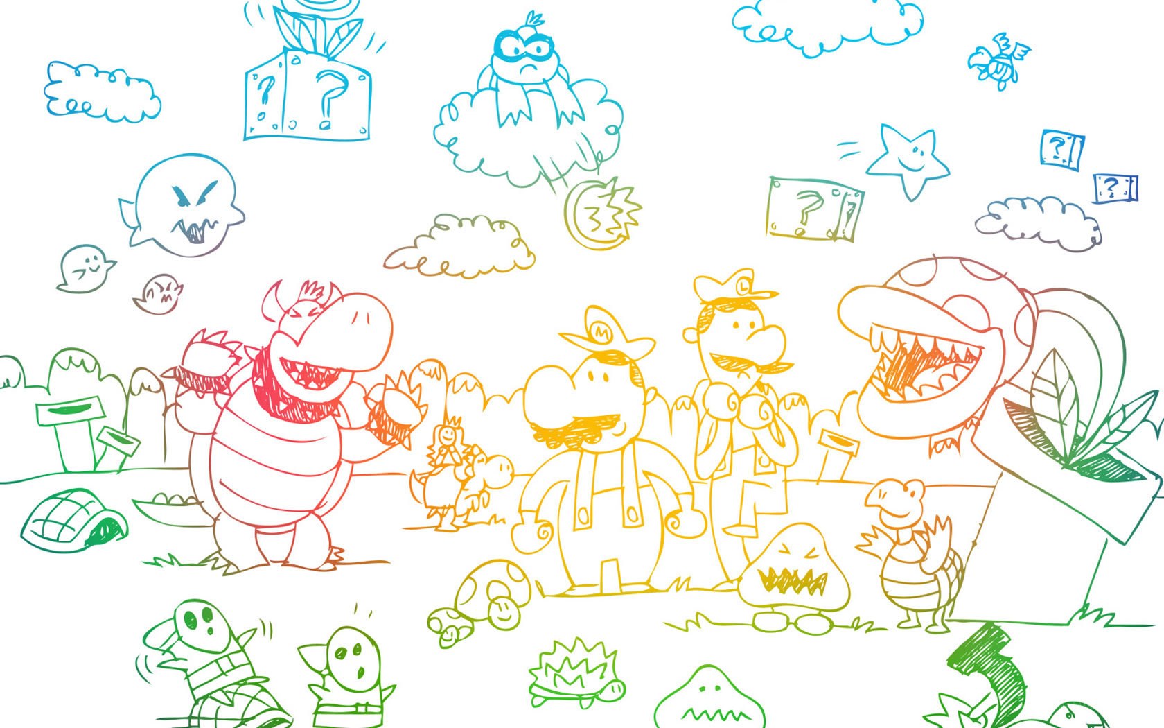 Mario characters doodle