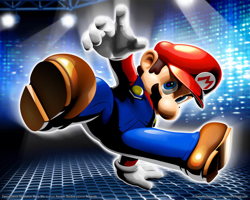 Mario dancing on stage