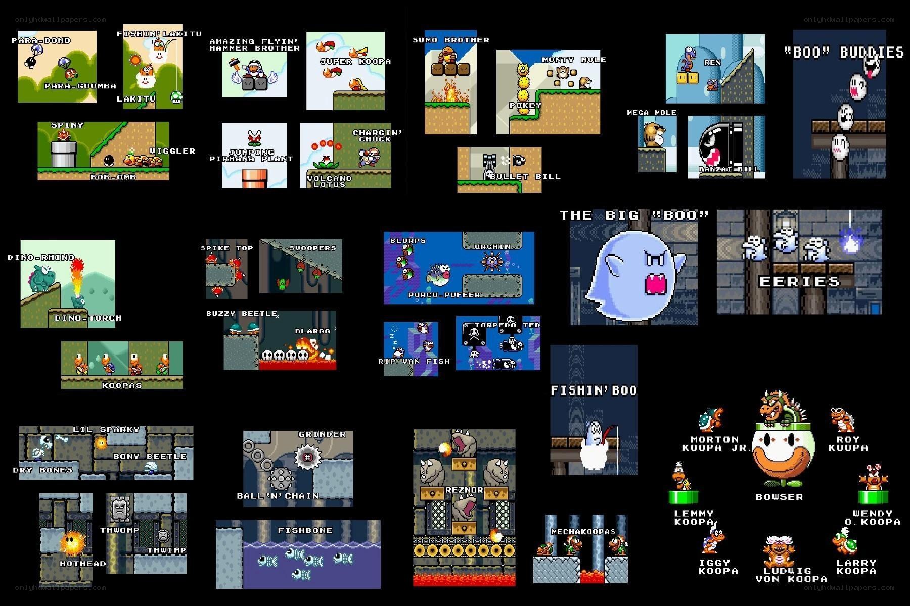 Mario enemies collage