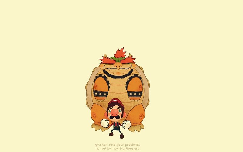 Mario facing Bowser