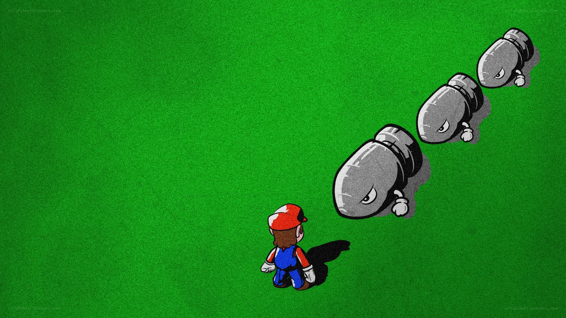 Mario facing Bullet Bills