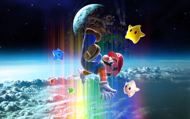Mario Falling Through Clouds — Blue