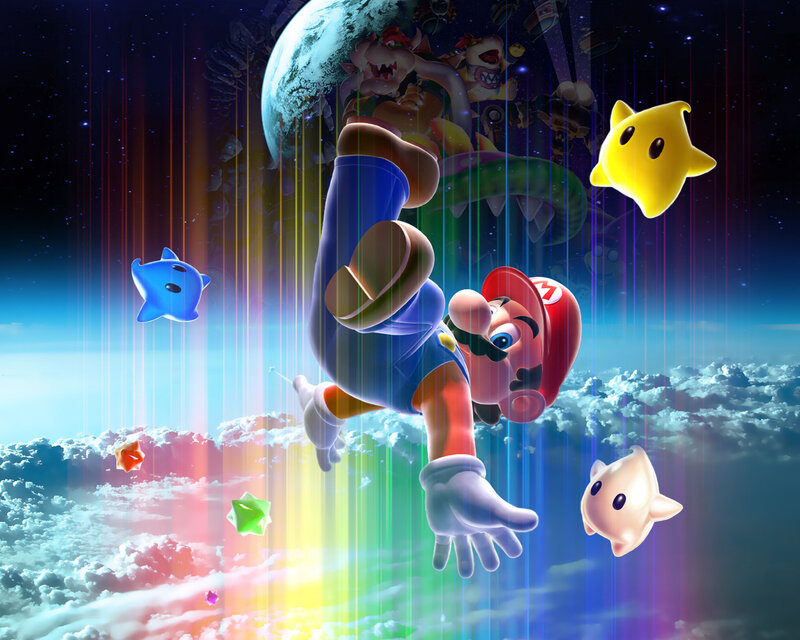 Mario Falling Through Clouds