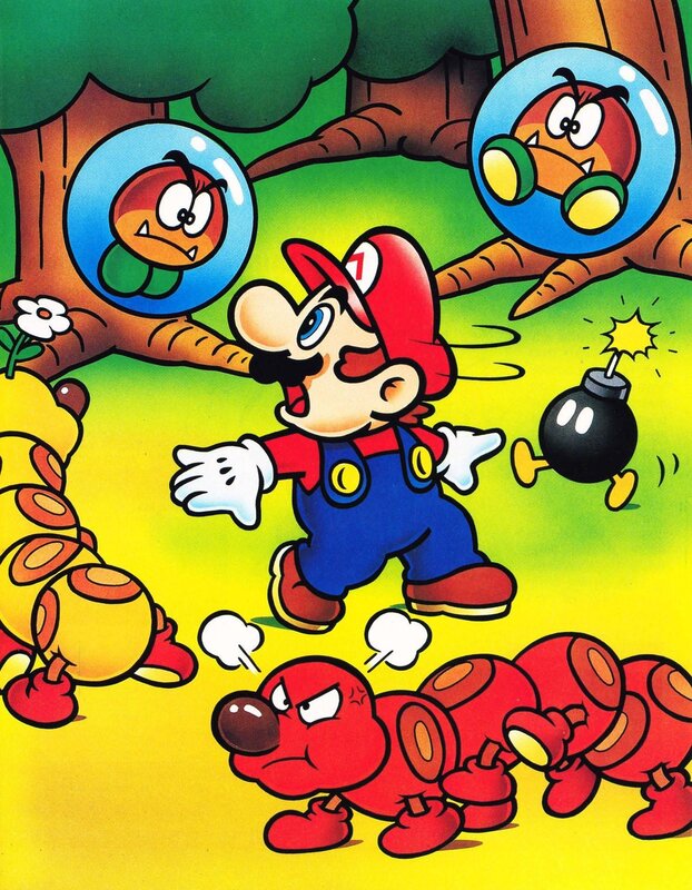 Mario Fighting Enemies — Yellow