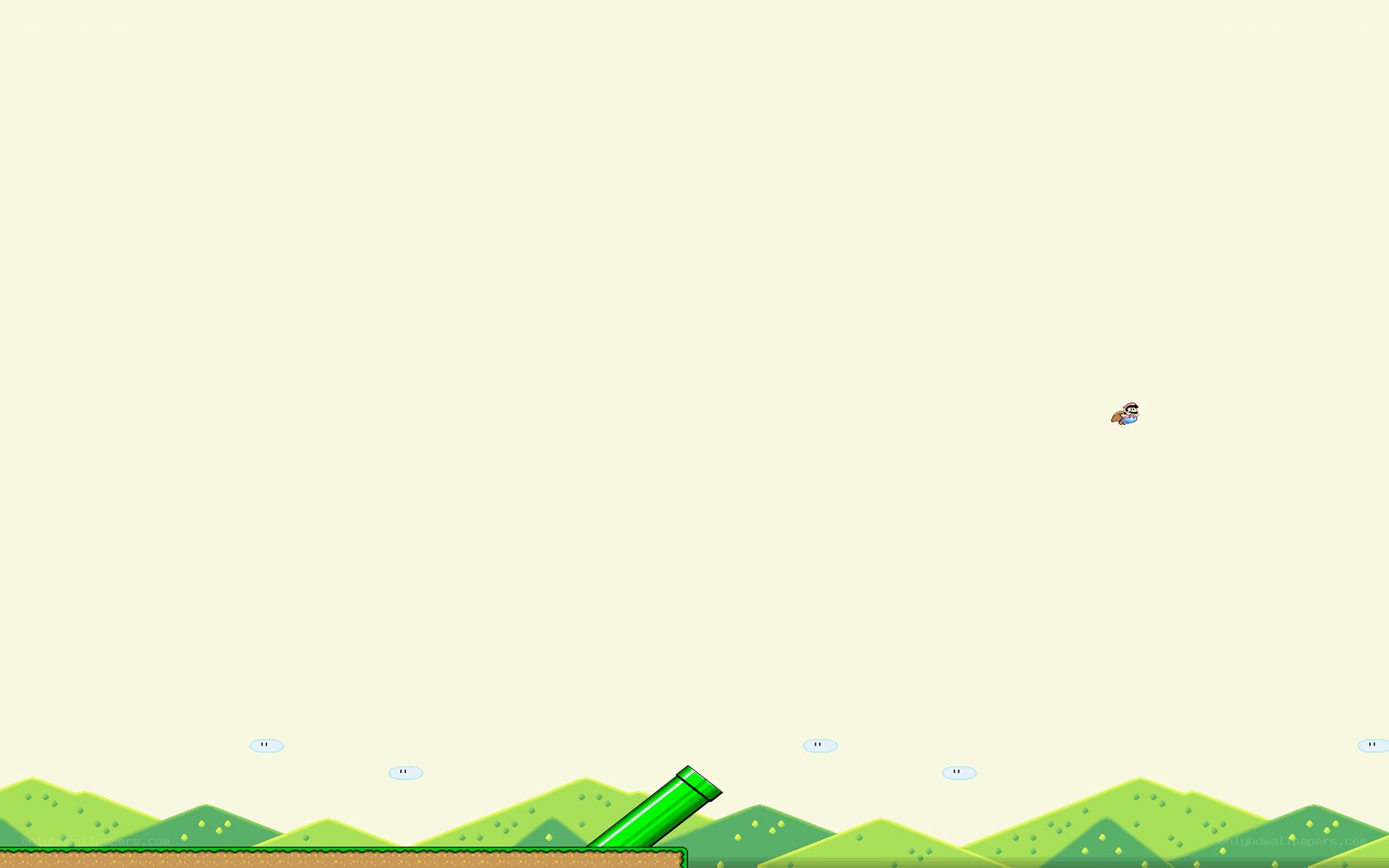 Mario flying through the sky