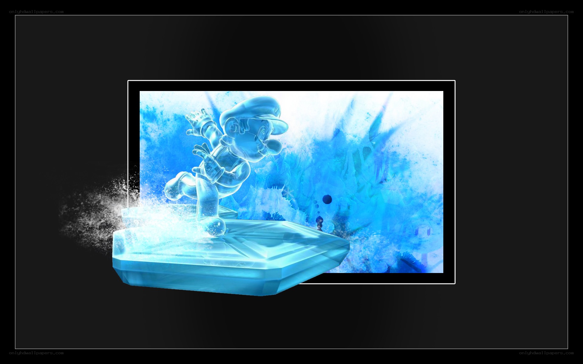 Mario frozen in ice