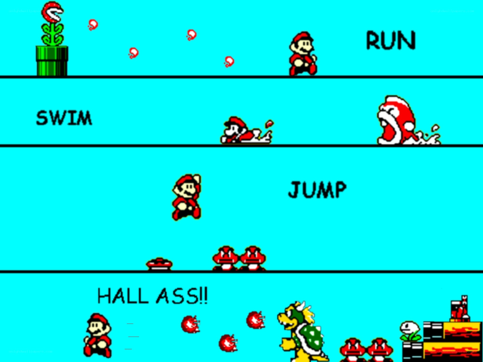 Mario game action panels