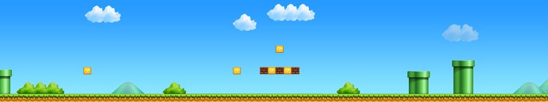 Mario Game Level — Blue, Playful, Afternoon, Pixel Art, Clouds