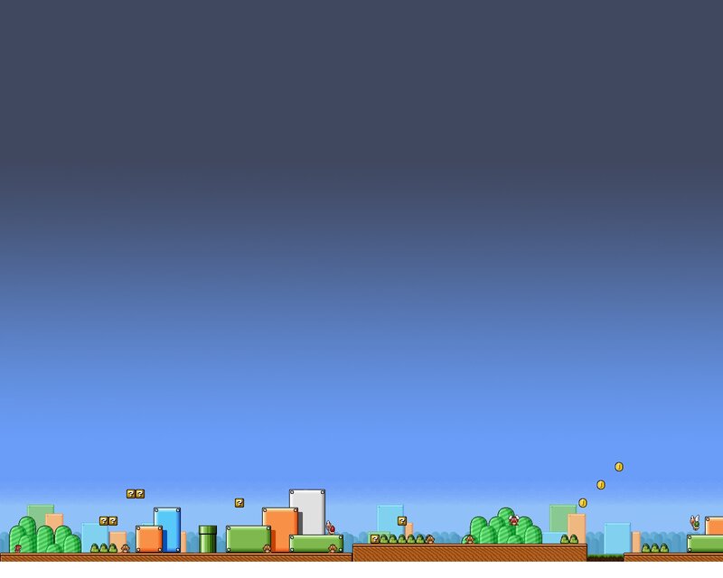 Mario Game Level — Blue, Playful, Afternoon, Pixel Art, Coins