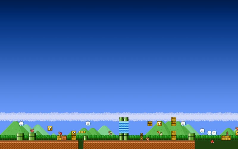 Mario Game Level — Blue, Playful, Afternoon, Pixel Art, Question Blocks