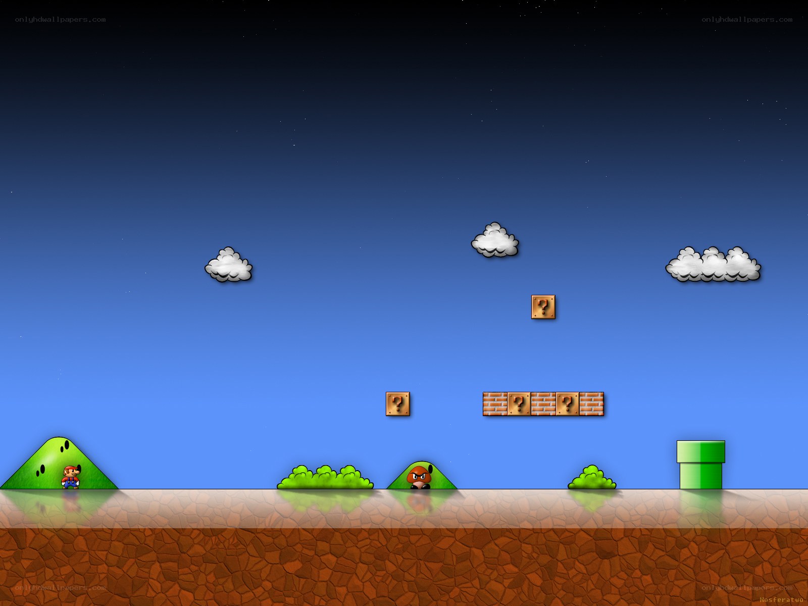 Mario game scene at night