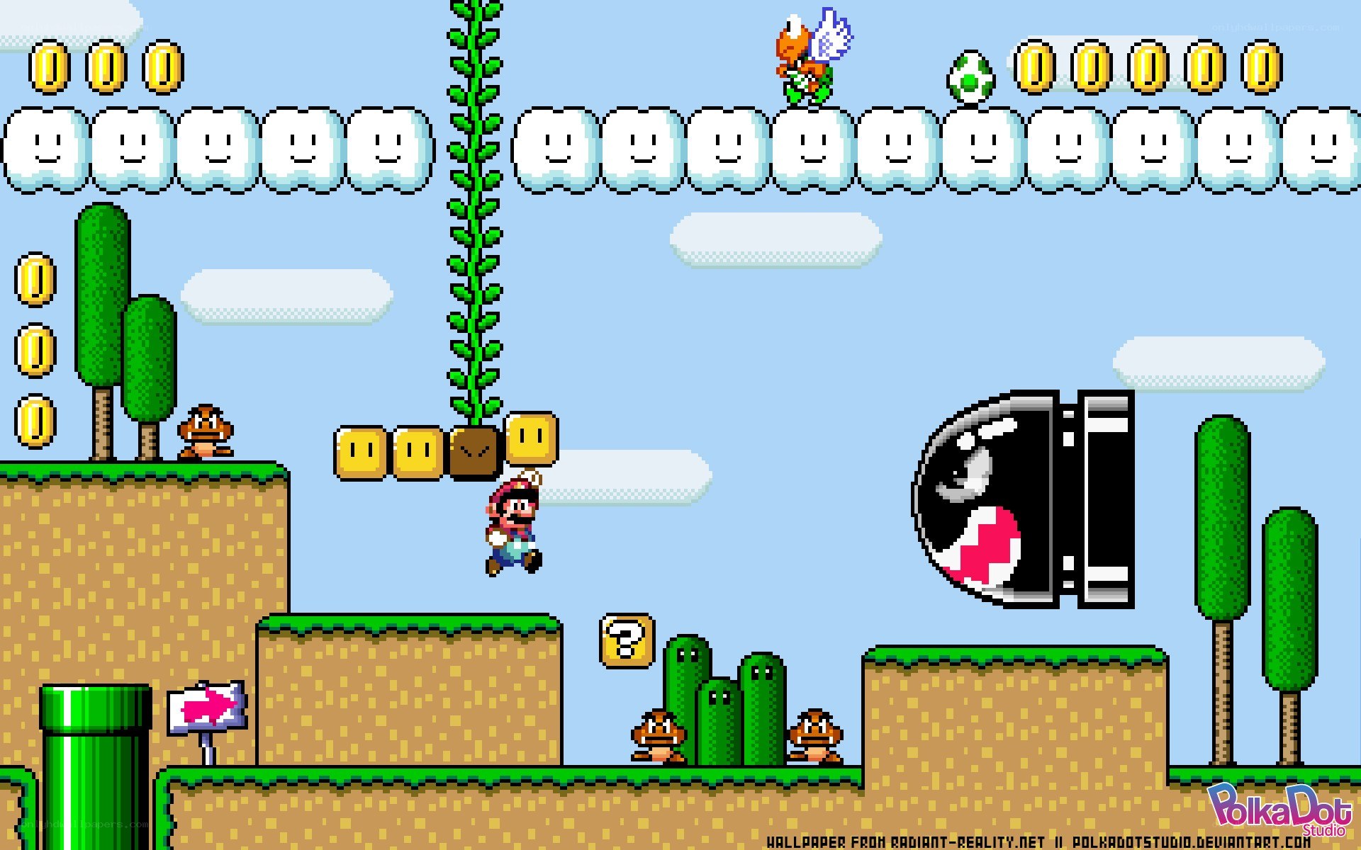 Mario game scene with Goomba